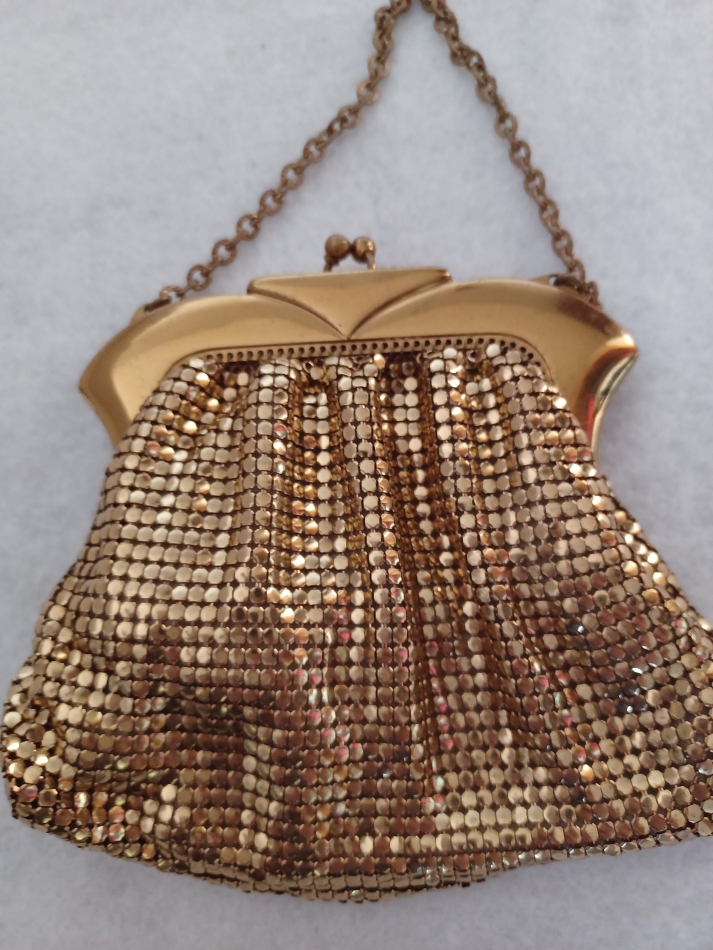 Source Unknown Gold Metal Mesh Evening Clutch with Chain Wristlet